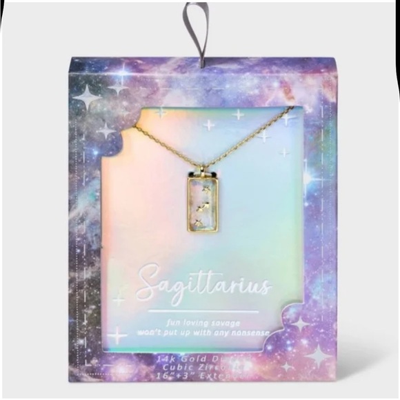 Jewelry - Sagittarius 14K Gold Dipped Necklace with Cubic Zirconia